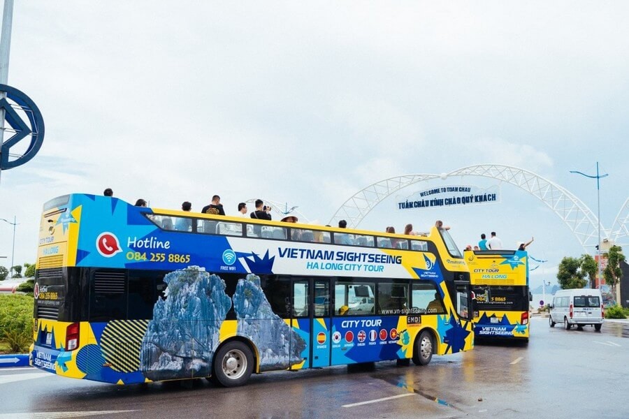 Experience a double-decker bus tour around Ha Long City.