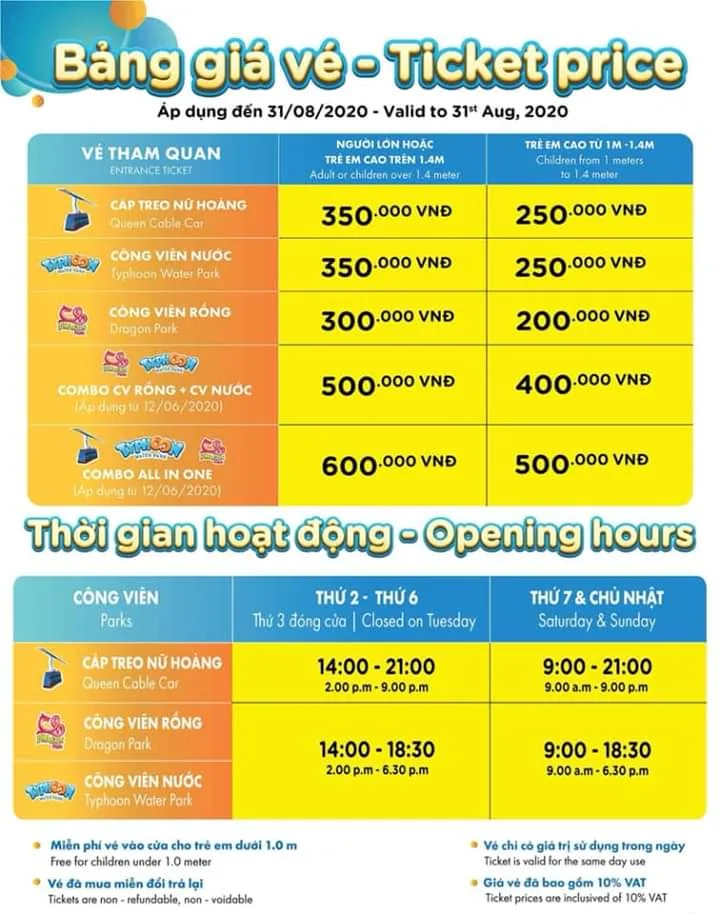 Giá vé vào cửa Sunworld Hạ Long
