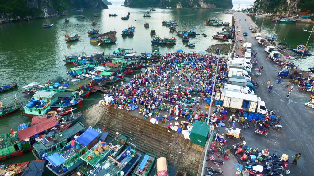 Local seafood market in Hon Gai