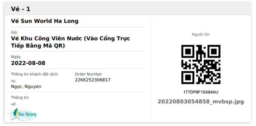 Vé vào cửa Sunworld Hạ Long bằng mã QR 