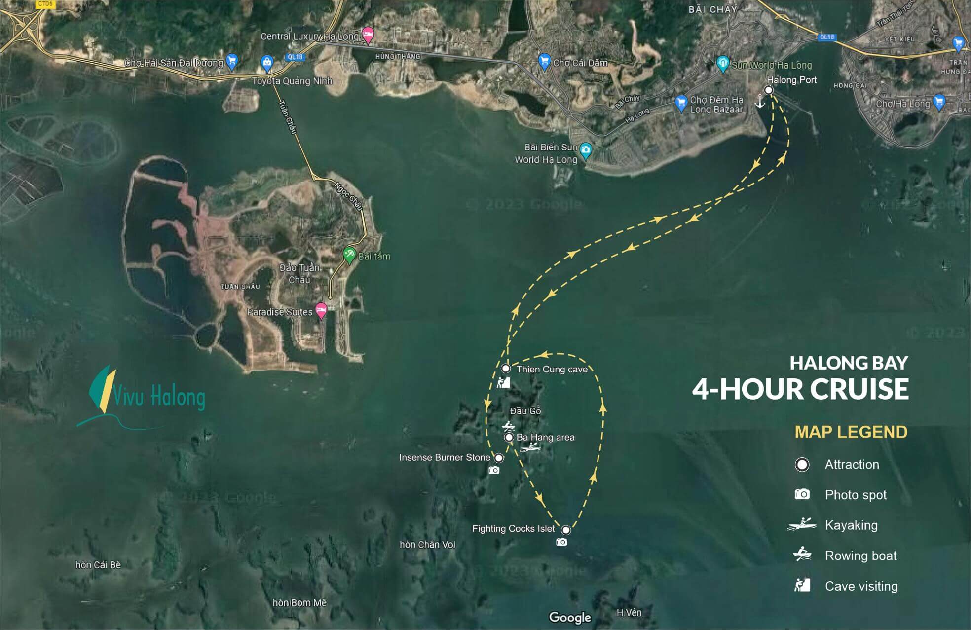 Ha Long Bay 4 Hour Cruise Map 