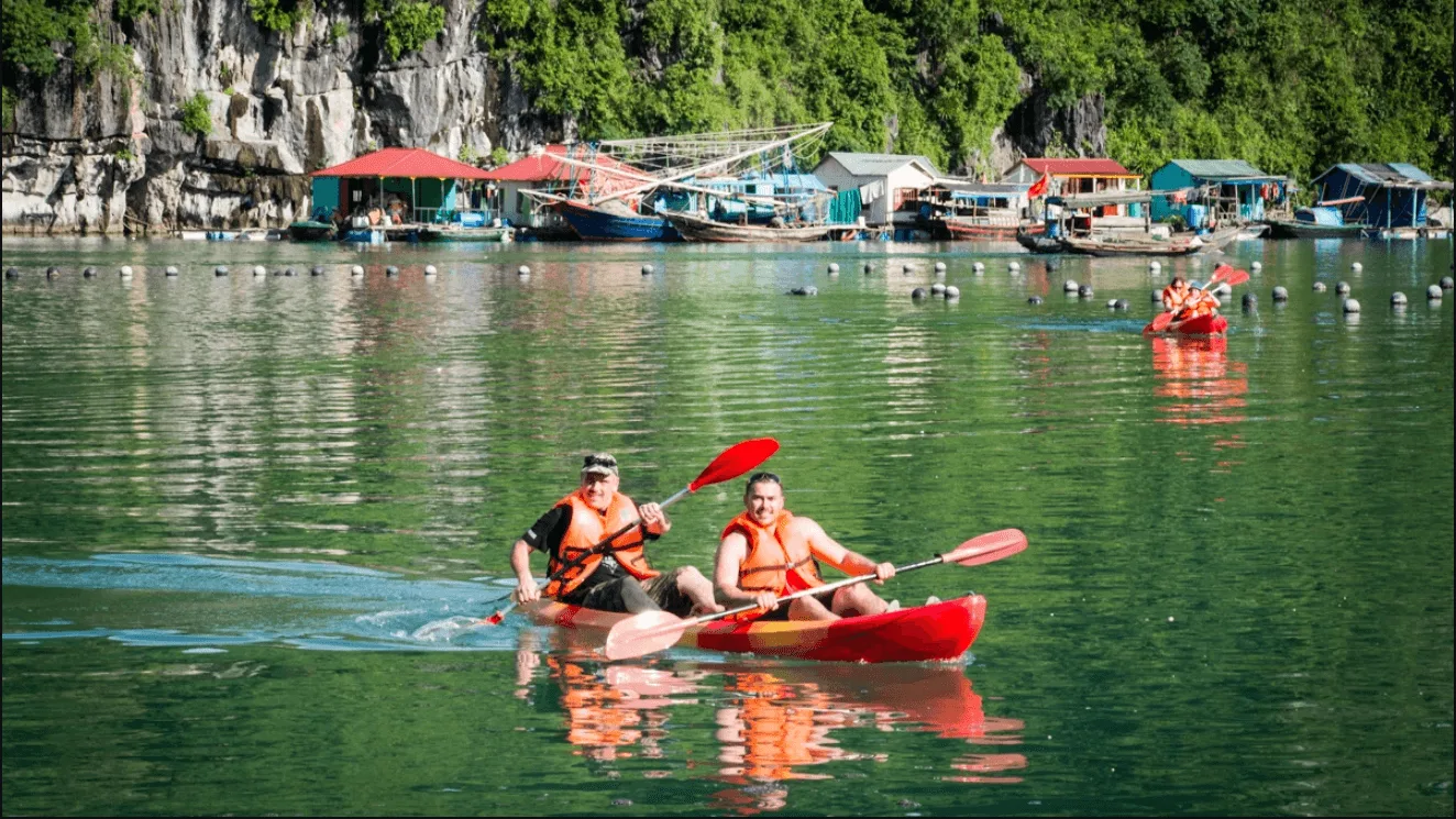 Kayaking on fishing village