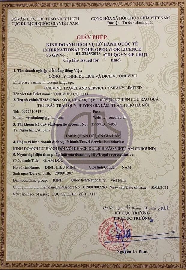 International Tour Operator License 6 Tour Operator License - OneVivu Travel