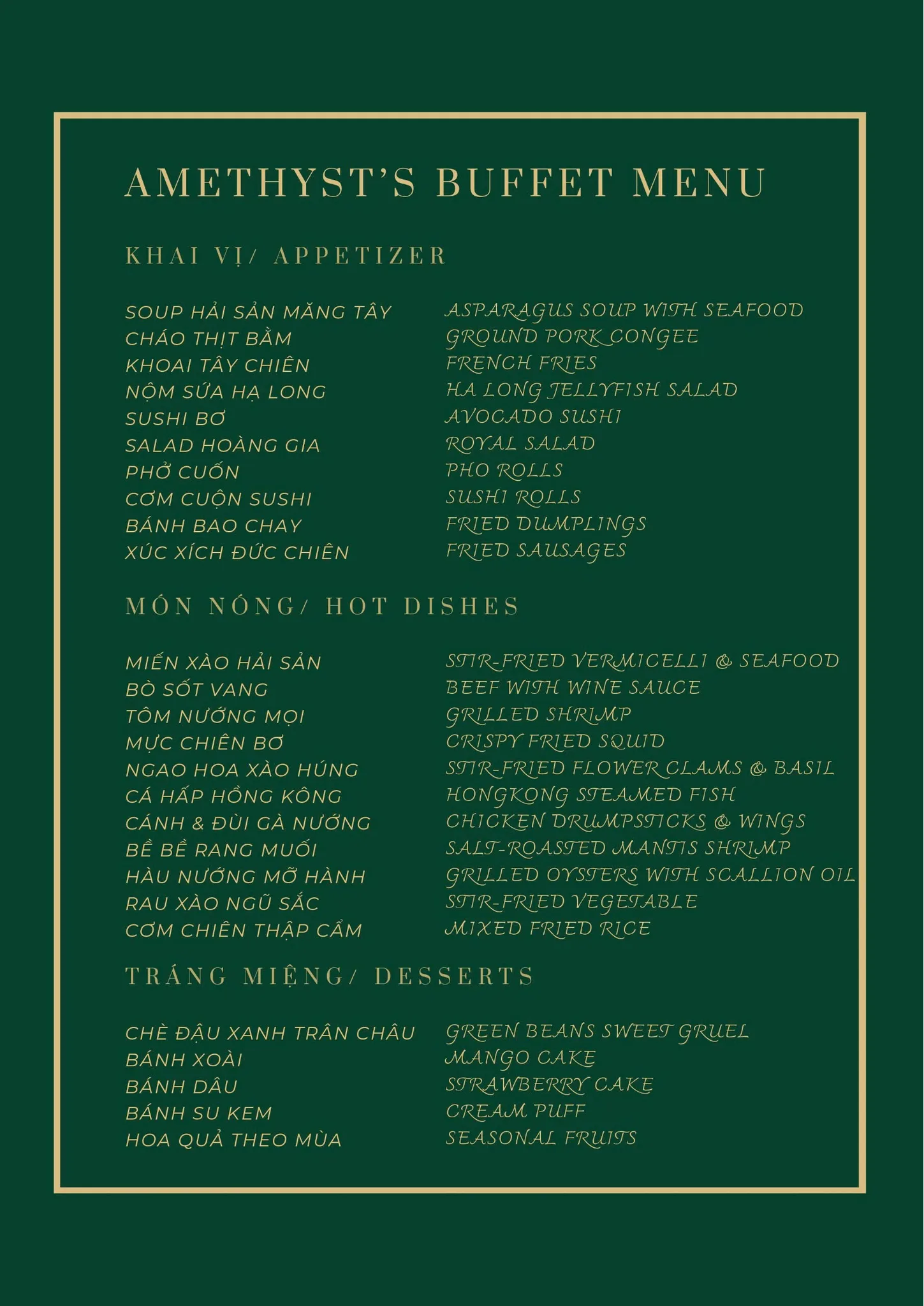 34 Menu Du thuyền Amethyst