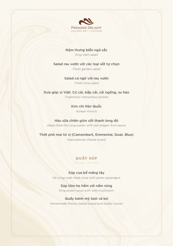 Menu Du Thuyen Paradise Delight 4