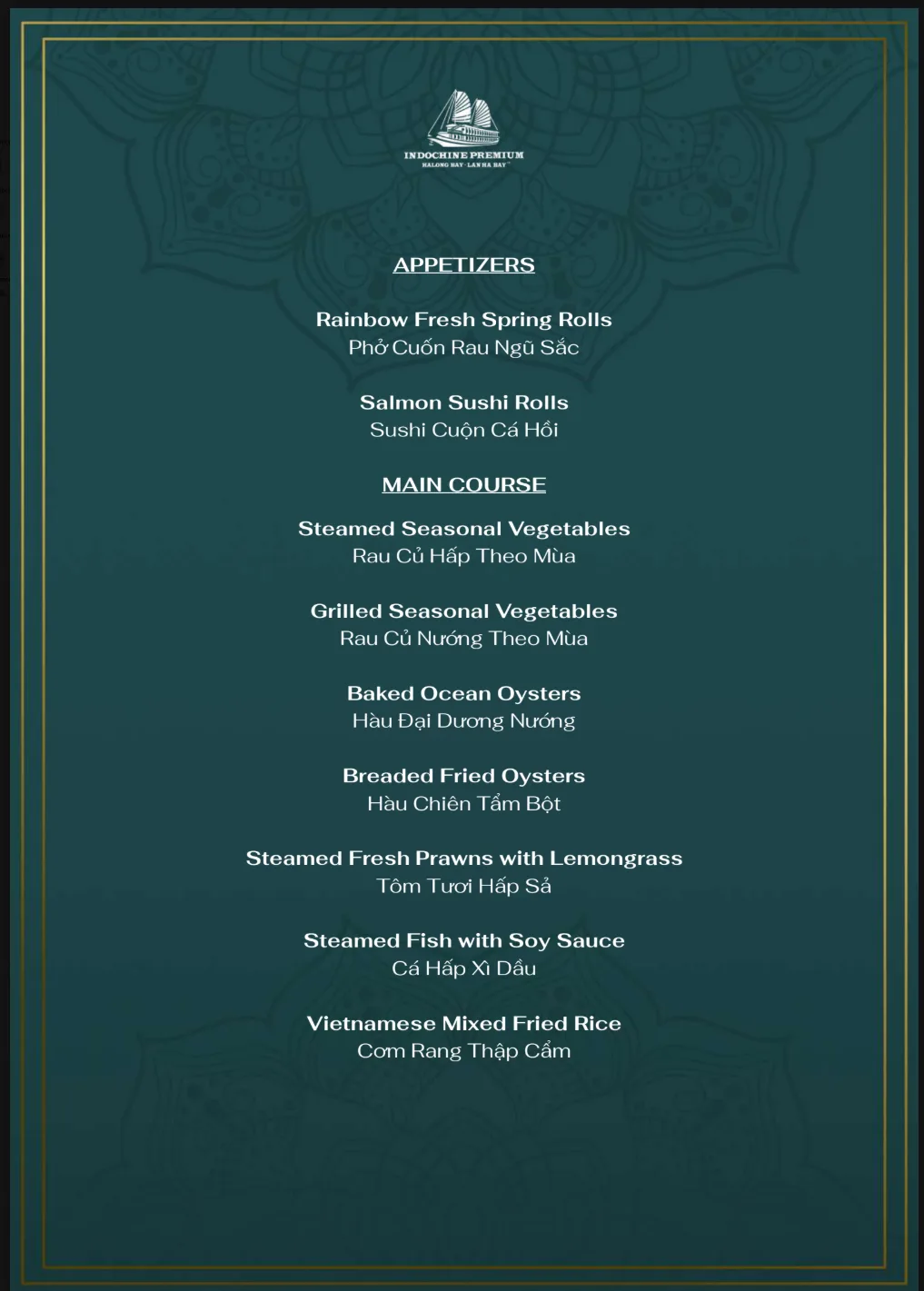 Thực đơn buffet trưa Halal của Indochine Premium